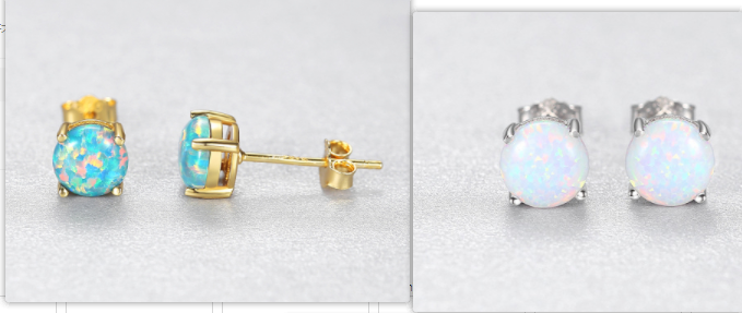 Silver Ear Stud For Female Four Claw Round Color