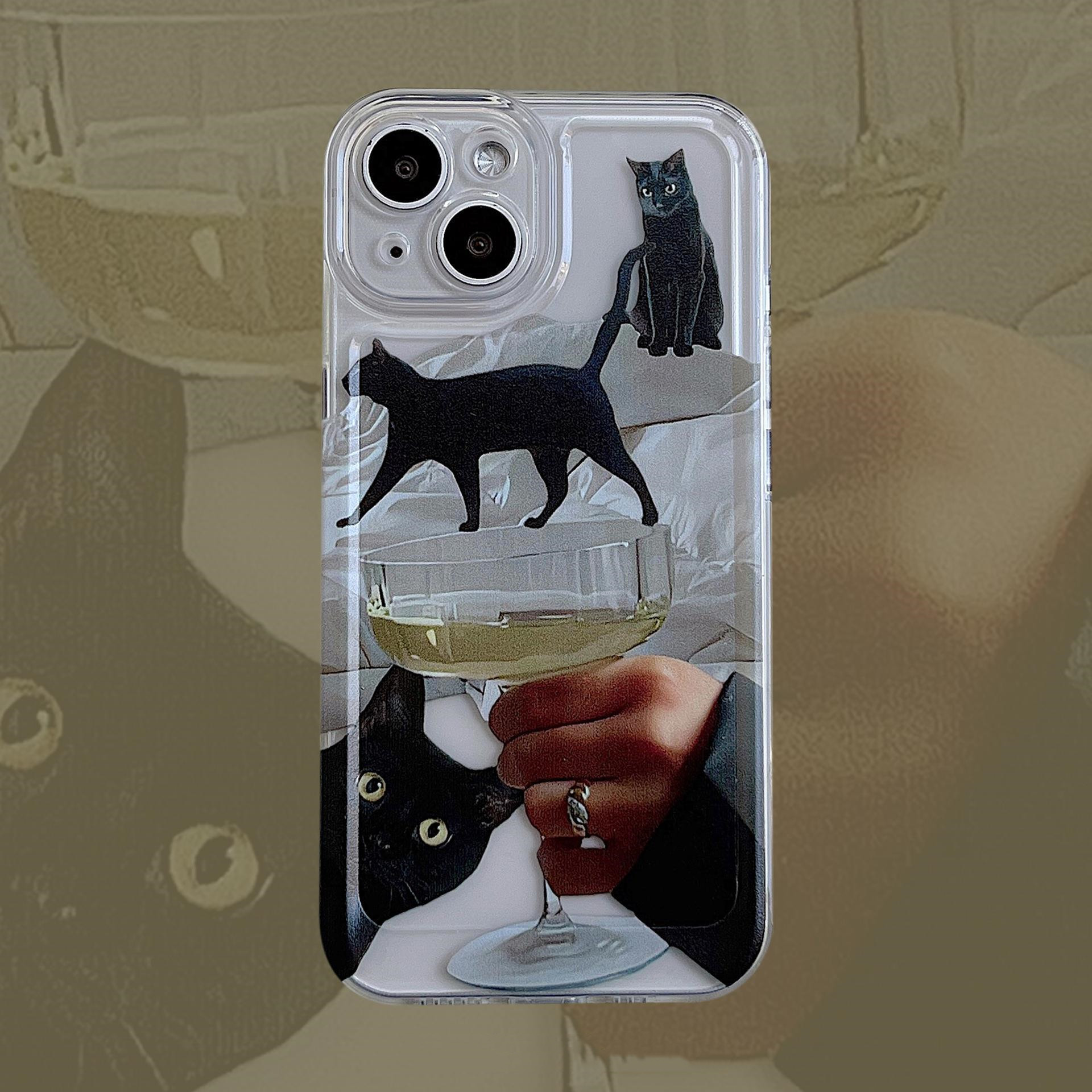 Black Cat Printed Phone Case Protective Cover - Image 5