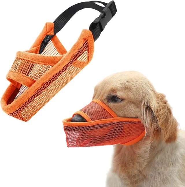 Breathable Mesh Muzzle For Dogs Anti bite Anti barking Anti eating Anti barking For Large Medium And Small Dogs Orange - Shop at LoveMi