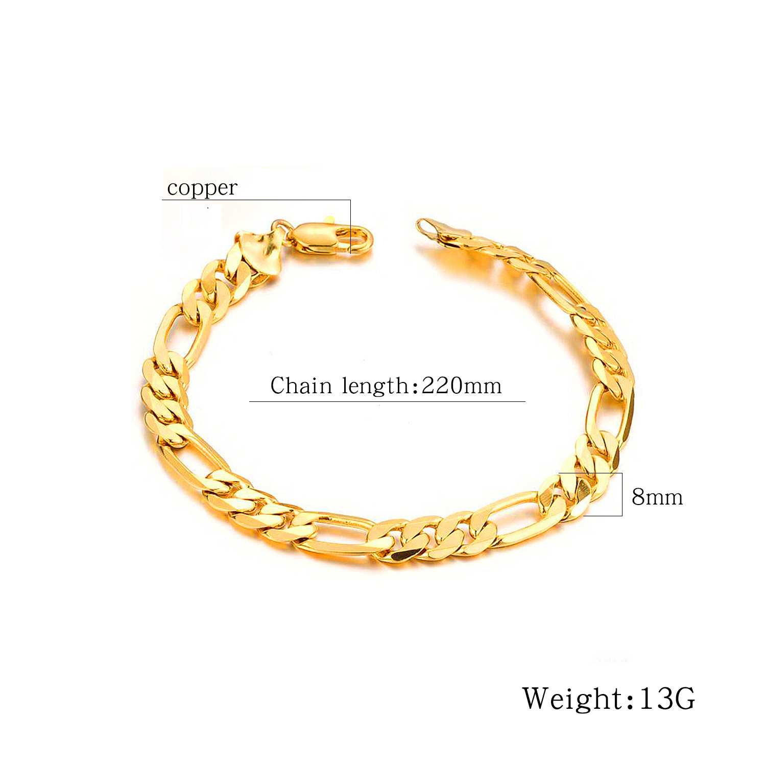 Copper-plated Gold Jewelry Personality Men's Atmosphere Bracelet