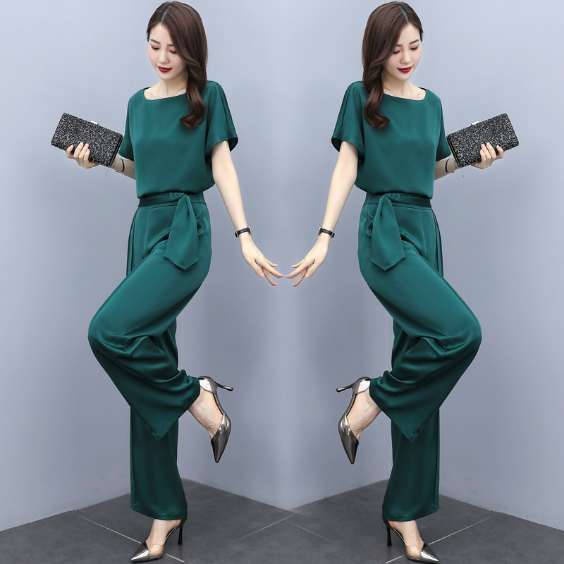 Chic Draped Acetate Satin Two-Piece