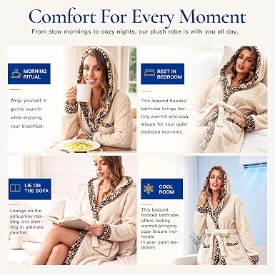 RONGTAI Women's Coral Fleece Long Robe Bathrobe, Jacquard