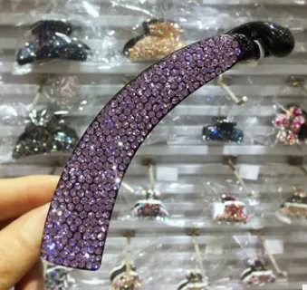 Korean Hair Accessories Rhinestone Large Ponytail Hairpin Twist Clip - Light Purple