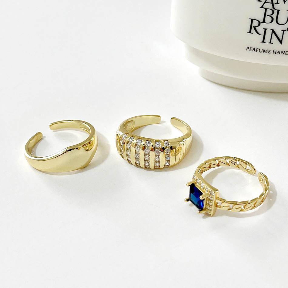 Fan Zhiqiao South Korea Dongdaemun Ins Square S925 Sterling Silver Ring Female Silver Zircon Black Diamond Simple Ring