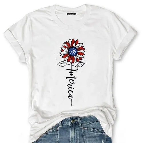Printed Women's Street Short Sleeve Sports T shirt Top C Normal Womens Clothing - Shop at LoveMi