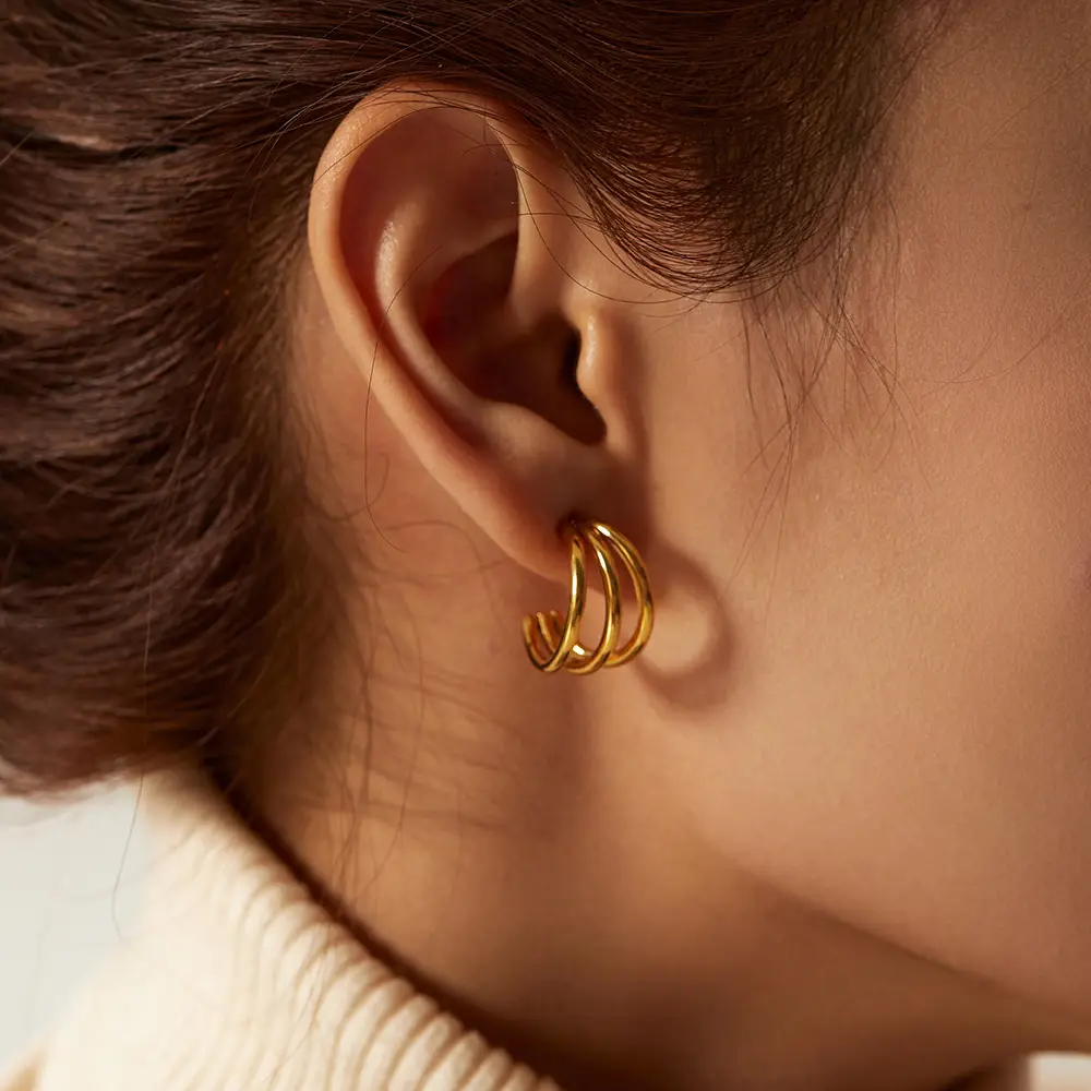 French Design Geometric Titanium Earrings Girl