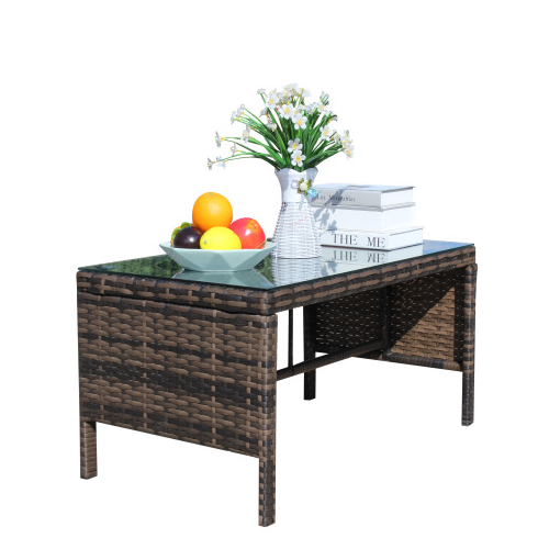Outdoor Patio Furniture 1 Coffee Table With Clear Tempered Glass — foto 12