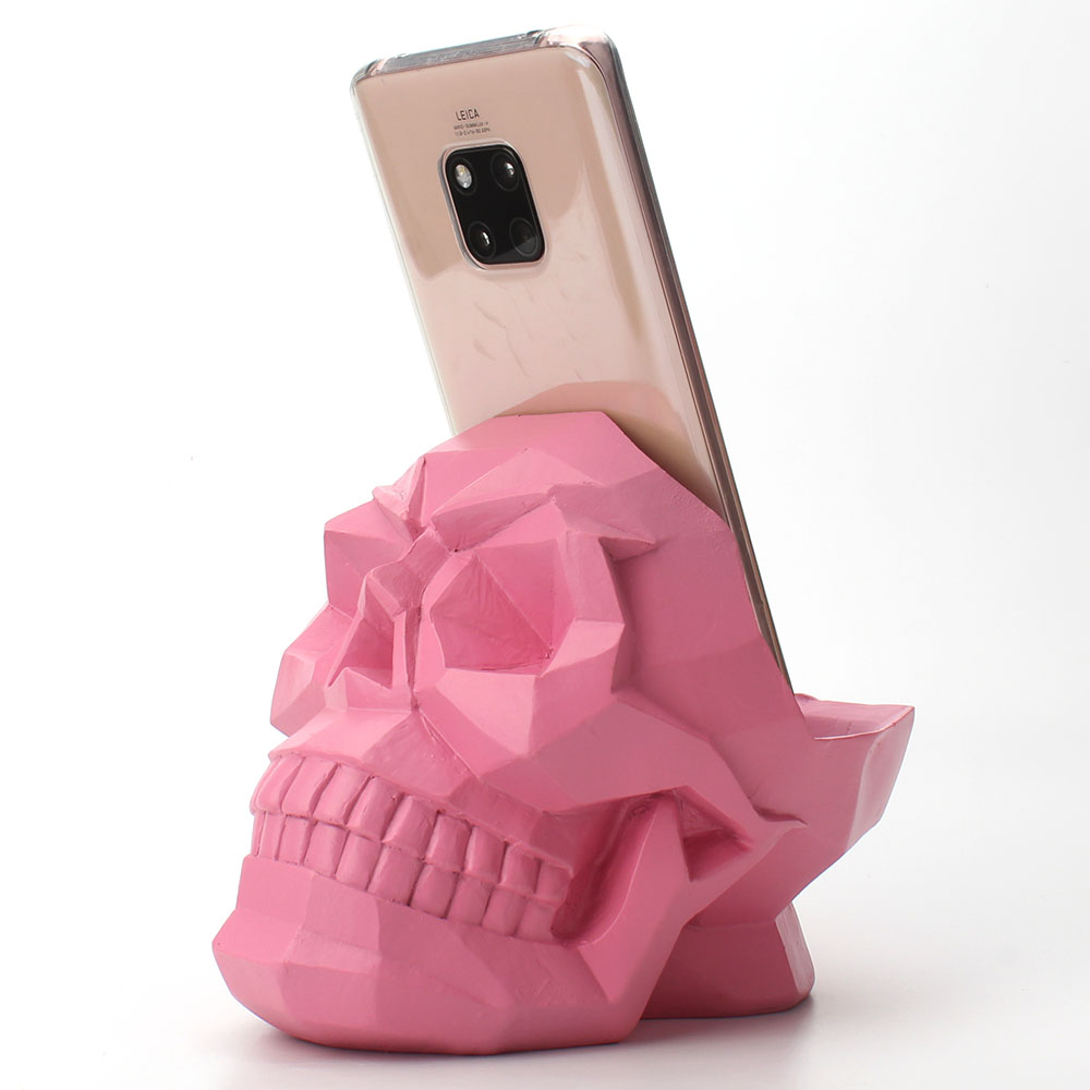 Creative Geometric Faceted Skull Ornament Mobile Phone Holder - Image 4