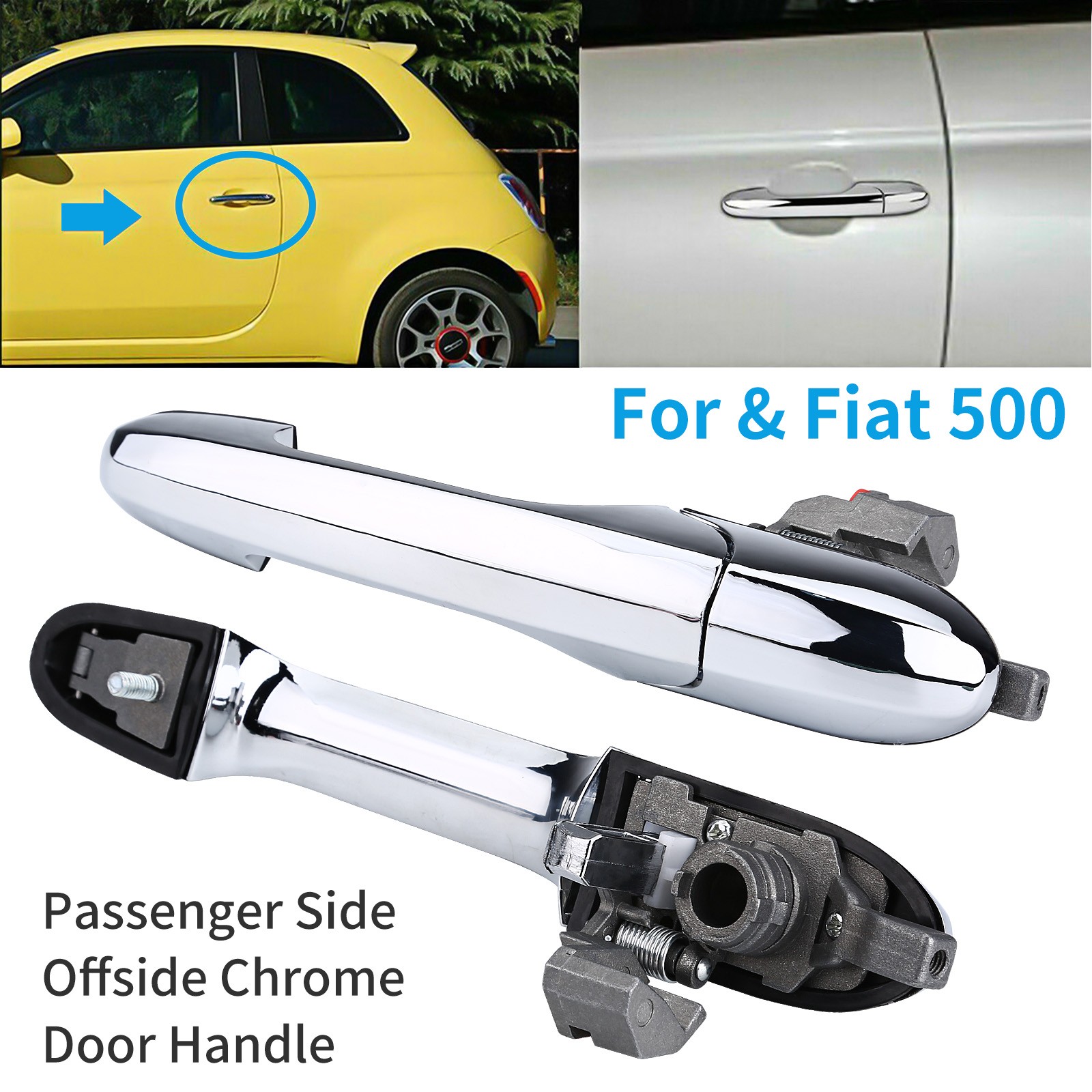 Chrome Replacement For Fiat 500 Door Handle Hinge Repair Kit Left Passenger Side — image 3