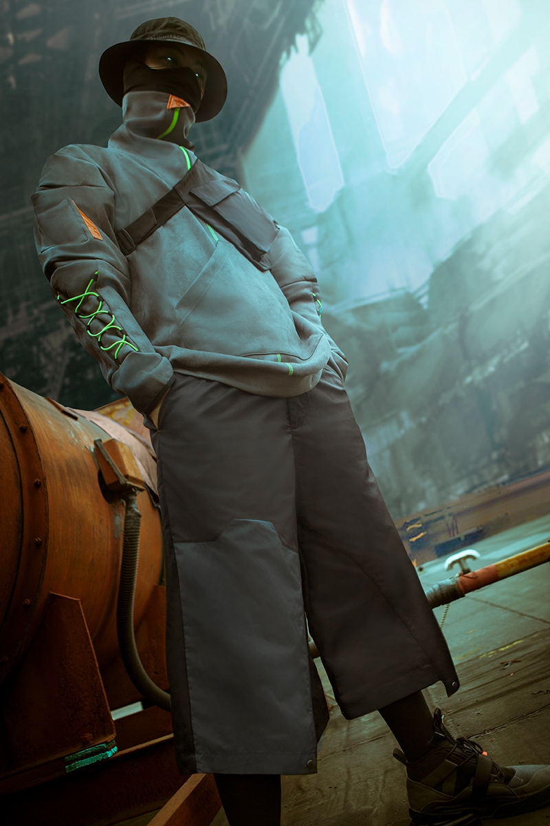 Punk Functional Style Loose Cropped Wide Leg Pants For Men