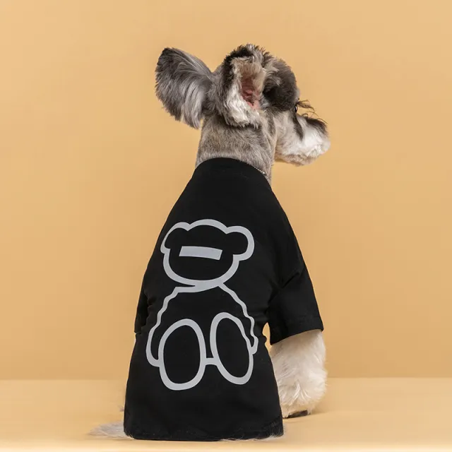 Dog Clothes Summer T shirt Reflective Bear Cute Black - Shop at LoveMi