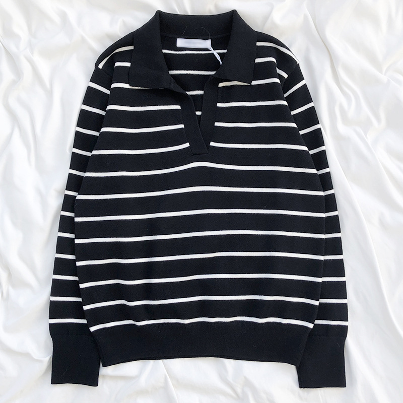 Women's Temperament Simple Lapel Slim Fit Long Sleeve Knit Sweater - Image 6