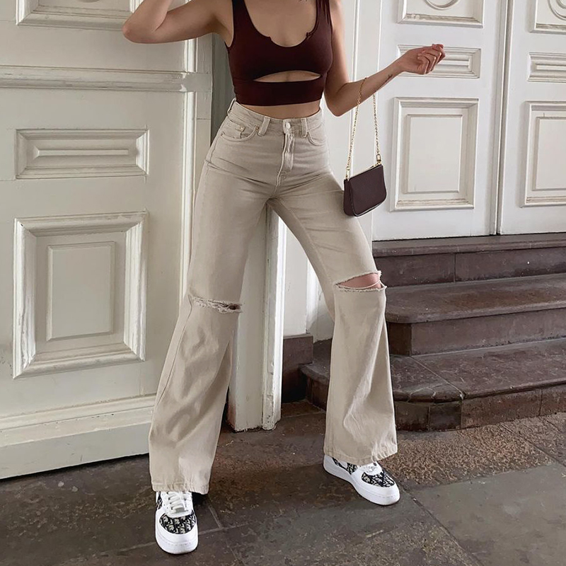 Loose Casual High Waisted Micro Flared Trousers
