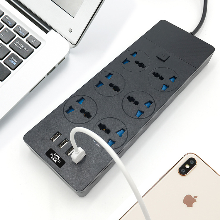 6-position Power Strip Amazon 13A British And American Standard Socket With Switch, 5-meter Multi-port USB Power Strip For Household Wholesale