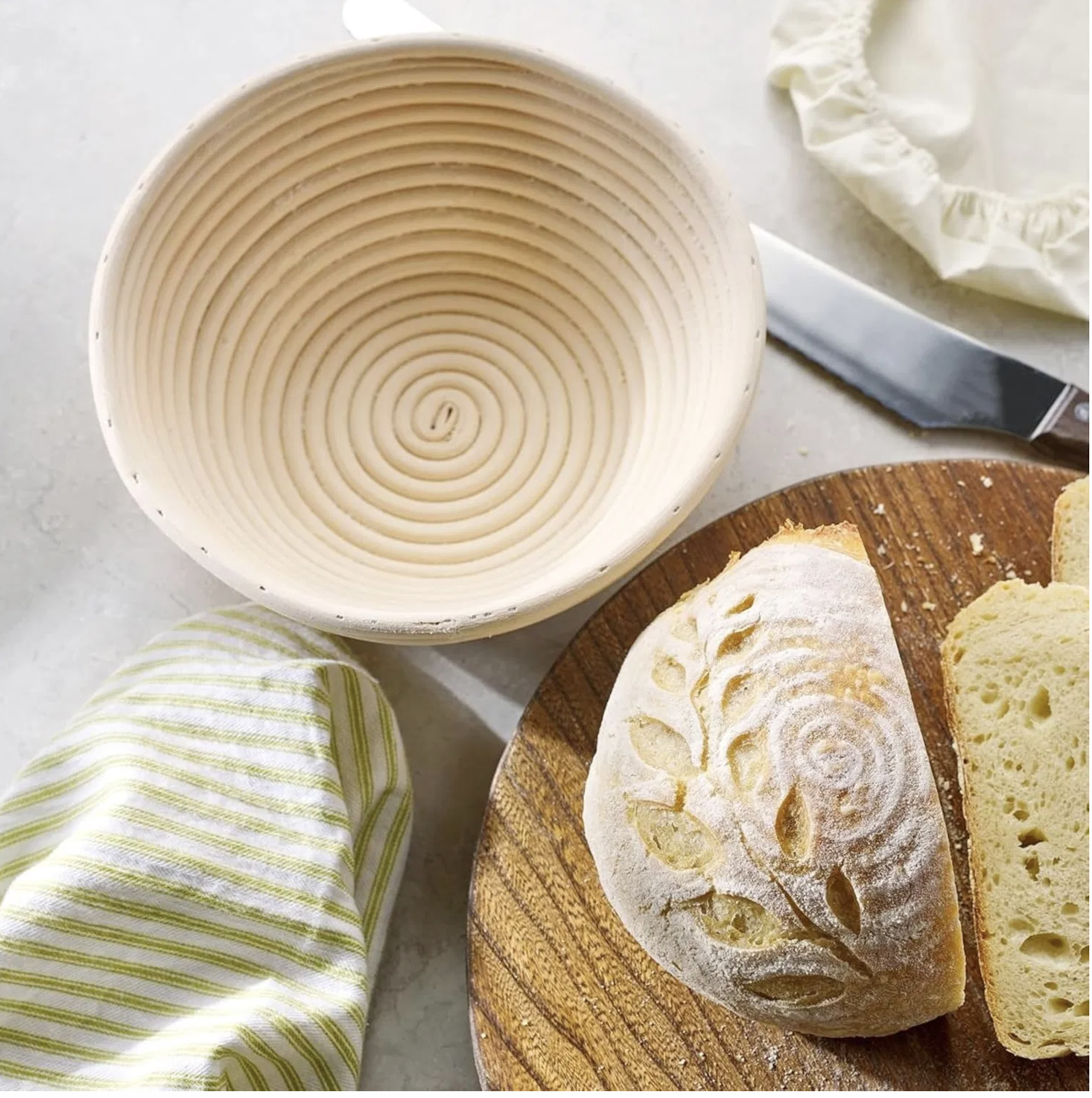 Banneton Bread Proofing Basket - 9 Inch Banneton Basket Set Of 2 Sourdough Proofing Basket Round Proofing Bowls Handmade Rattan Baskets And Liners — foto 2