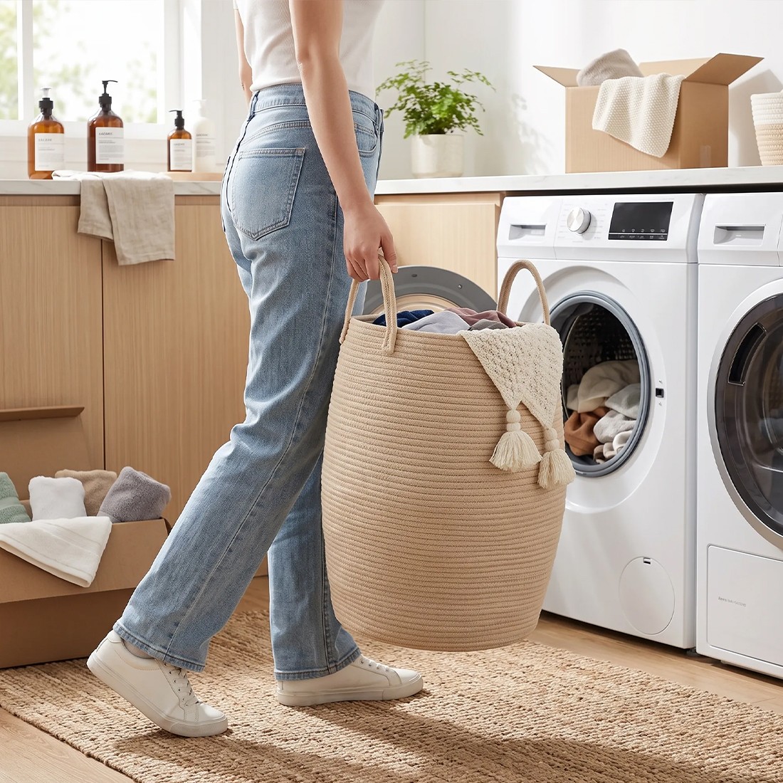 65L Laundry Basket Folding Bin Bag Hamper Dirty Washing Clothes Storage Handle