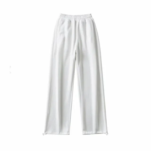 European And American Street High Waist Loose And Thin Drawstring Trousers White - Shop at LoveMi