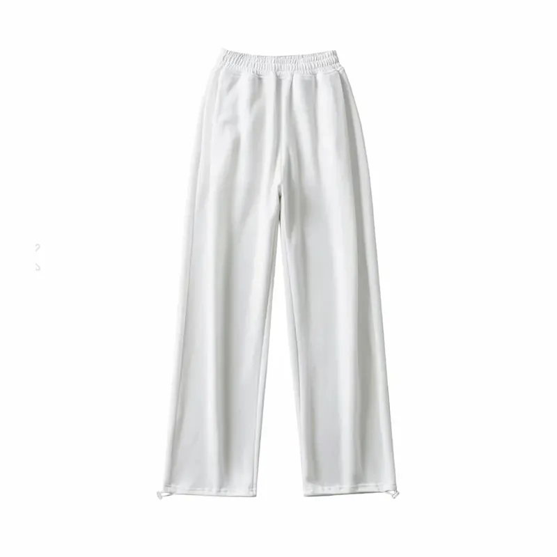 European And American Street High Waist Loose And Thin Drawstring Trousers - White