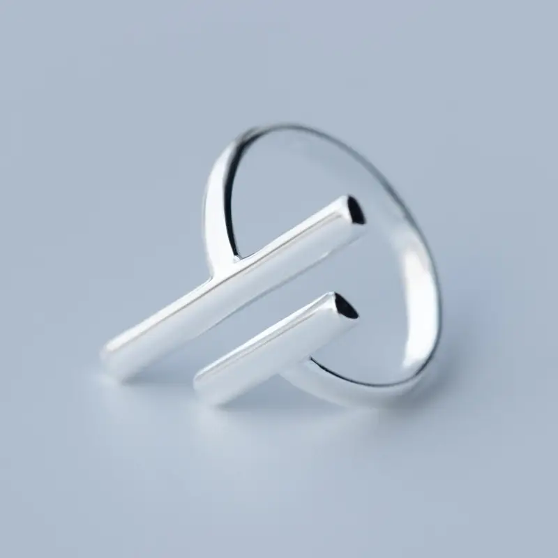 S925 Silver Ring Female Personality Line