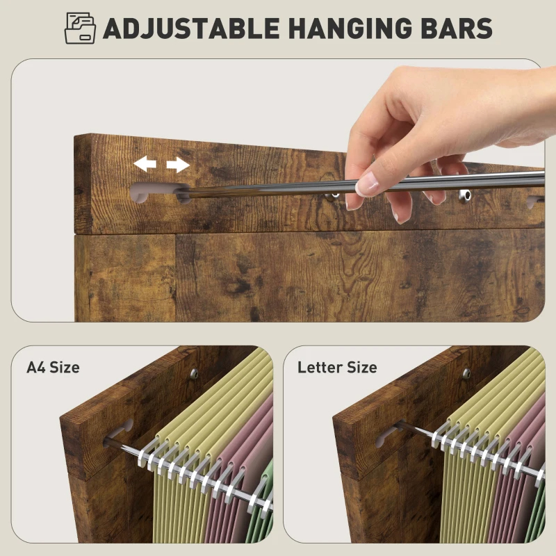 Vertical File Cabinet With 3 Drawers, Rustic Farmhouse Office Storage Cabinet For A4, Letter Size, Rustic Brown