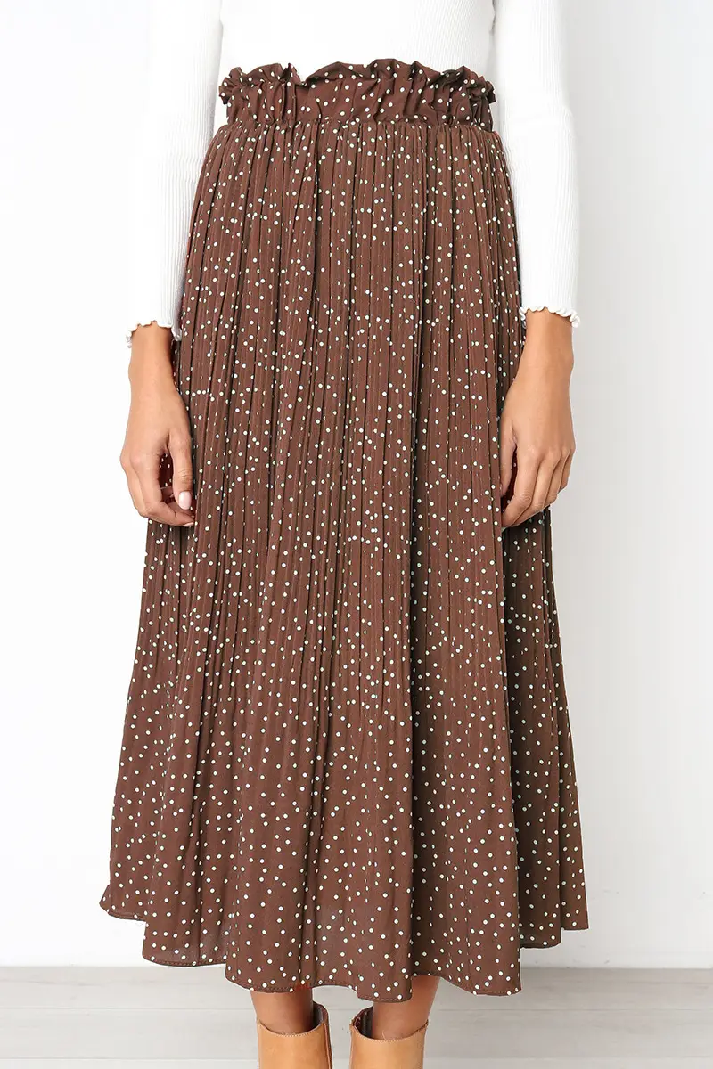 Pocket Pleated Women's Pleated Skirt Long Skirt