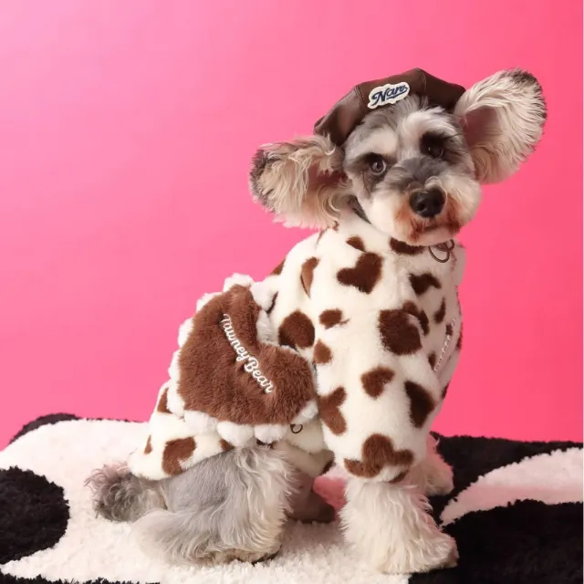 Dog Clothes Warm Love Plush Coat Coffee Color Coat Backpack - Shop at LoveMi