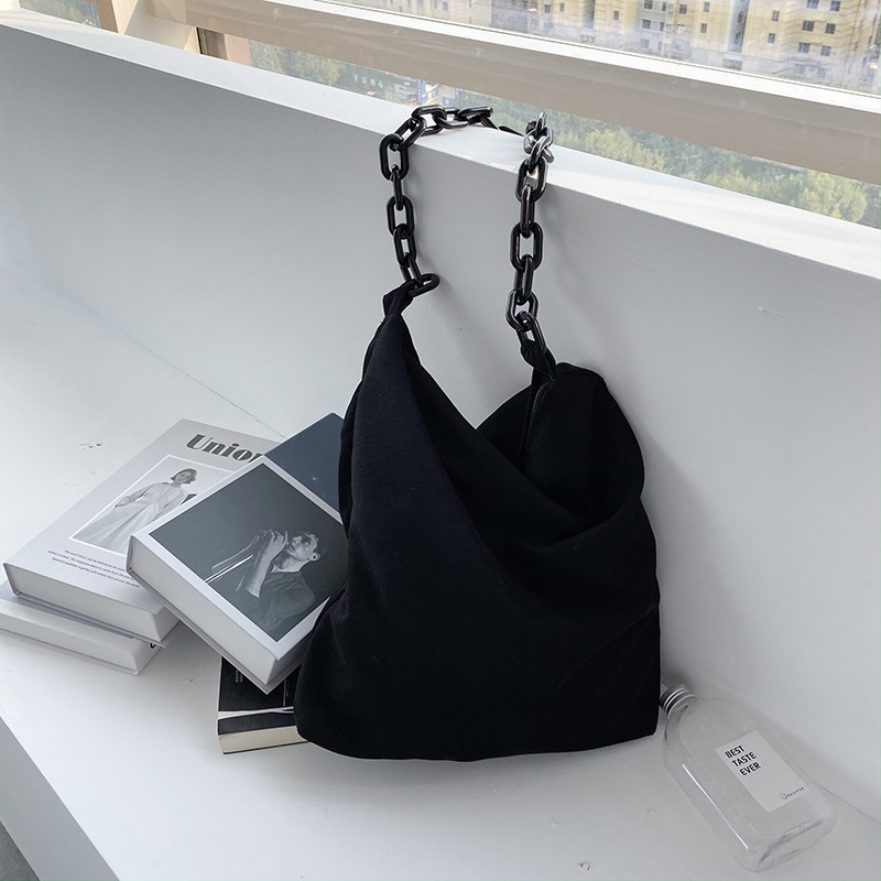 One Shoulder Zipper Corduroy Cloth Bag