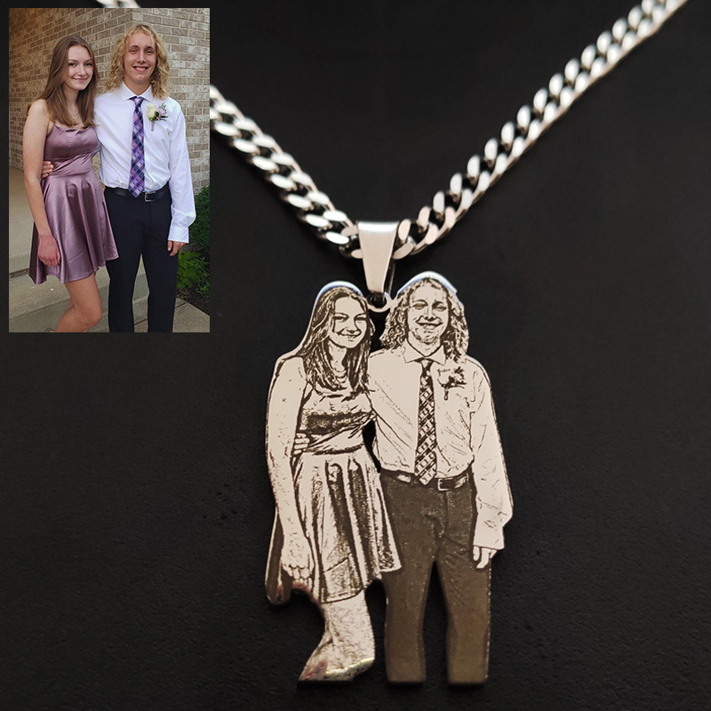 Customized Titanium Steel Diy Necklace Pendant For Couple Photos