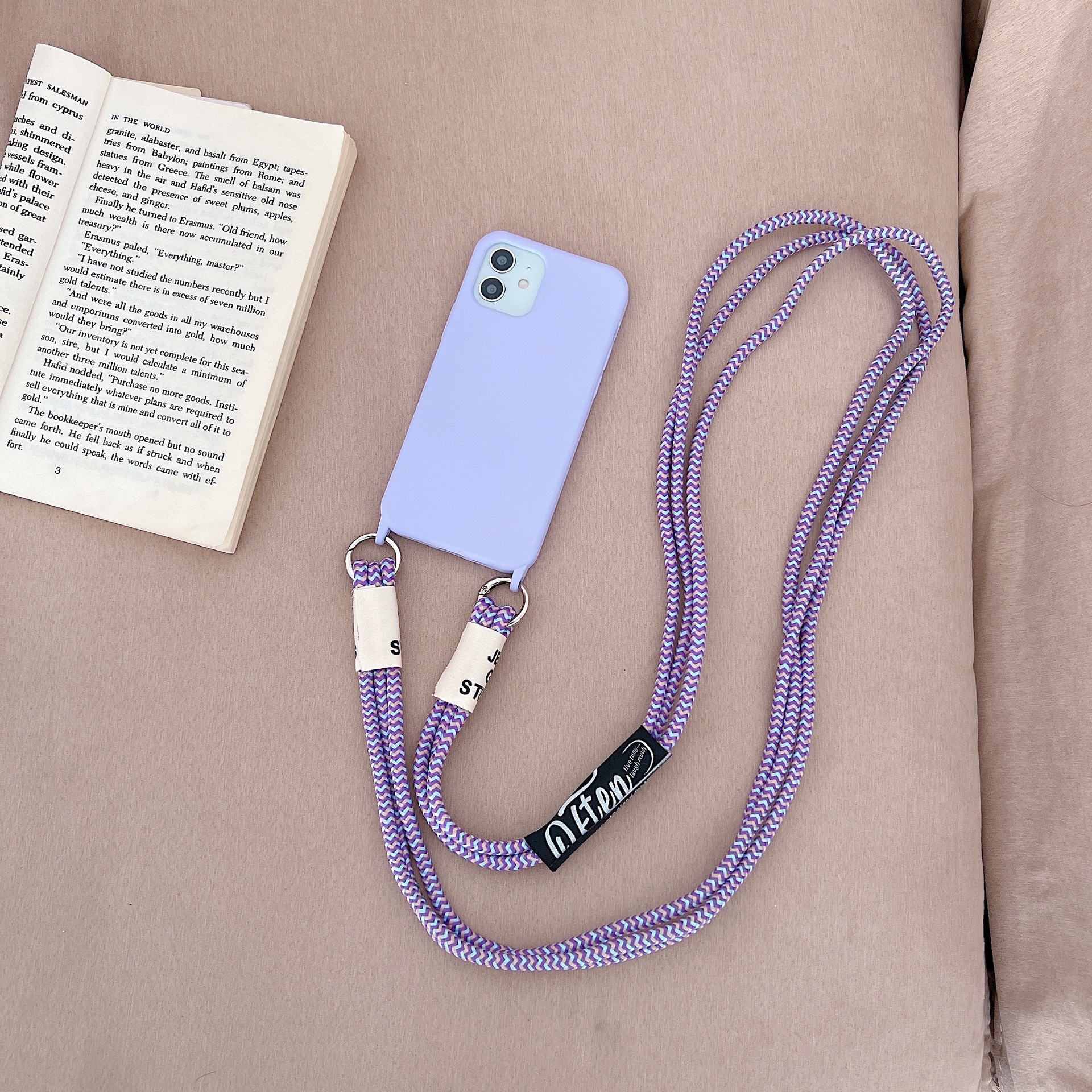 Purple twill lanyard