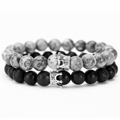 Couple Bracelet Bead Crown Natural Stone Bracelet Women's