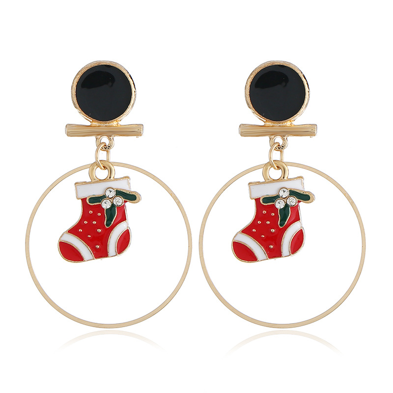 Christmas Reindeer Earrings All-match Large Circle Face Slimming Long Earrings