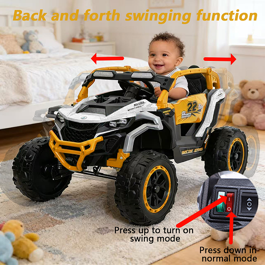 Ride On Models Truck Car 12V Kids Electric Vehicles, Remote Control, Front & Rear Shock Suspension, 2 Seater UTV, Flashlights And A Built-in Music Player, For Age 3-6 Years Old