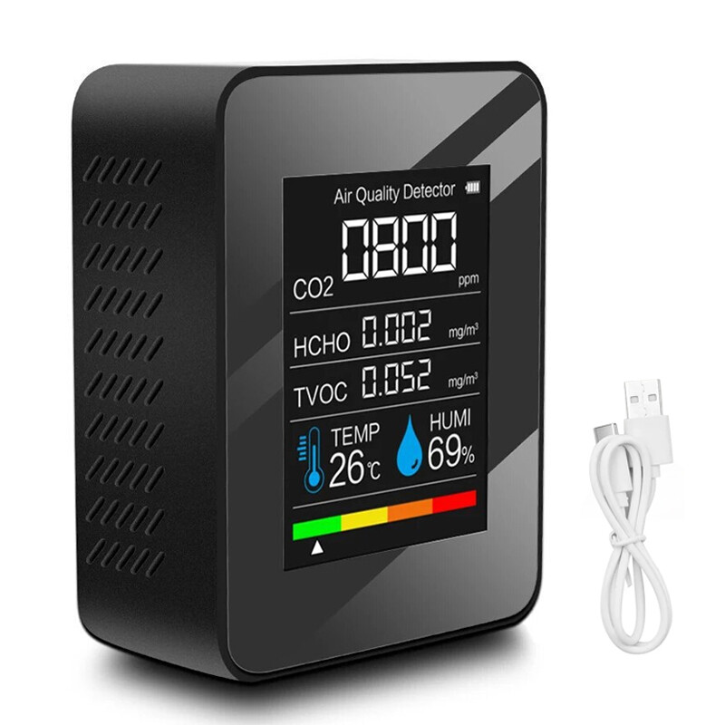 5 In1 Portable CO2 Meter Air Monitor Tvoc Hcho Carbon Dioxide Detector — image 9