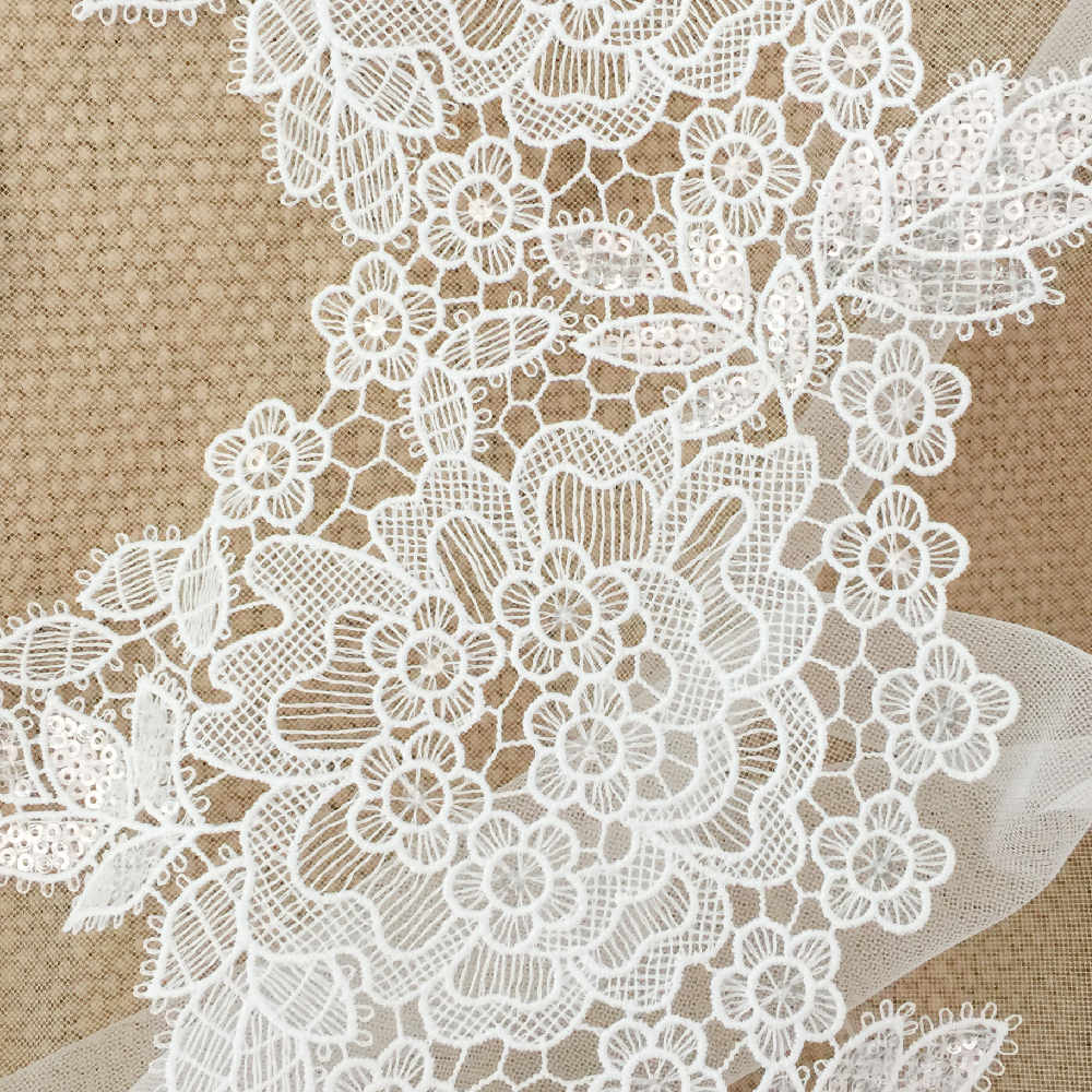 Milk Silk Glitter Lace  Strap Wedding Dress Veil