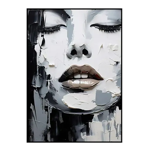 Handmade Oil Painting Canvas Wall Art Decoration Black And White Knife Painting Modern Abstract Portrait Of Women For Home Decor Rolled Frameless U... Without Inner Frame - Shop at LoveMi