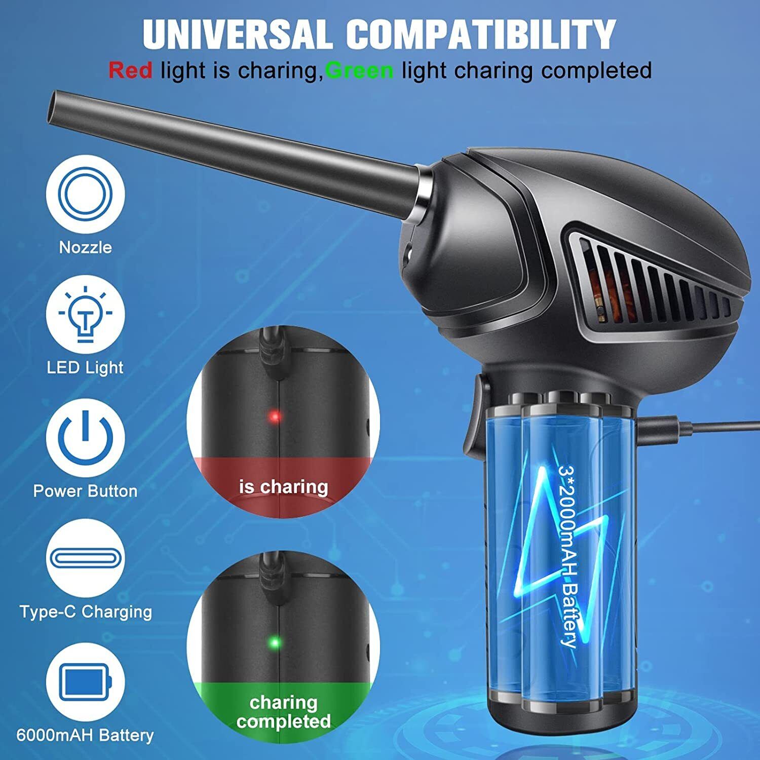 Electric Cordless Air Duster Air Dust Blower Cleaner For Computer Keyboard