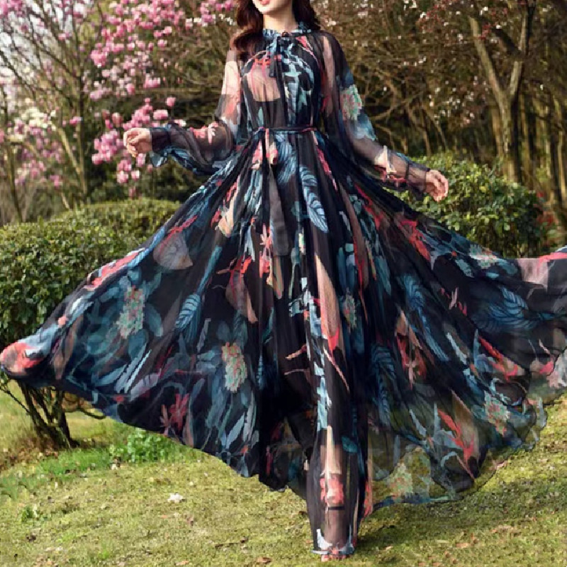 Women's Fashion Personality Chiffon Waist Dress