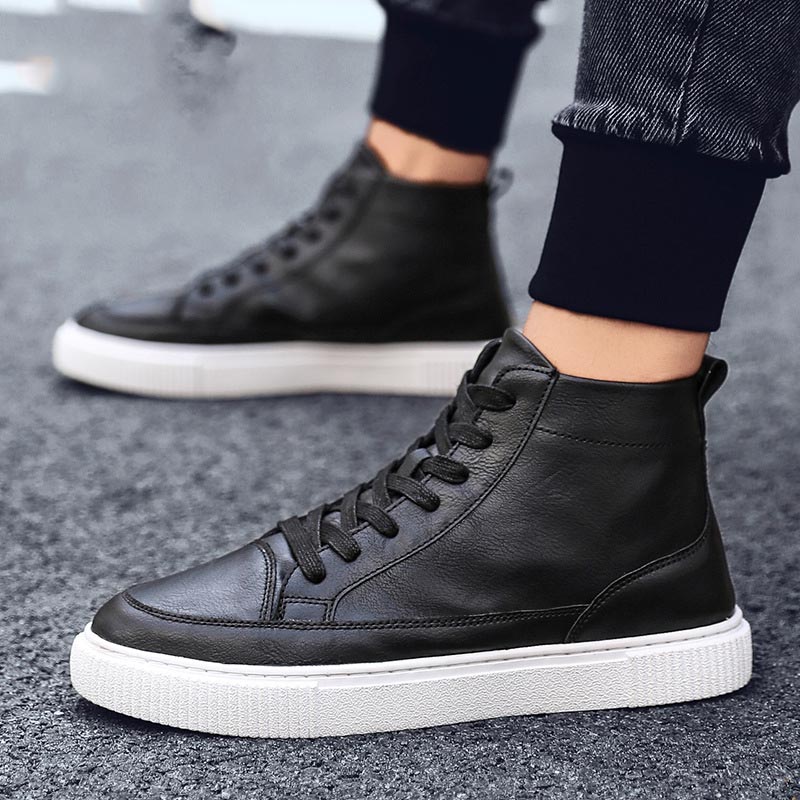 Title 7, All-Match Casual High-Top Leather Shoes For Stu...