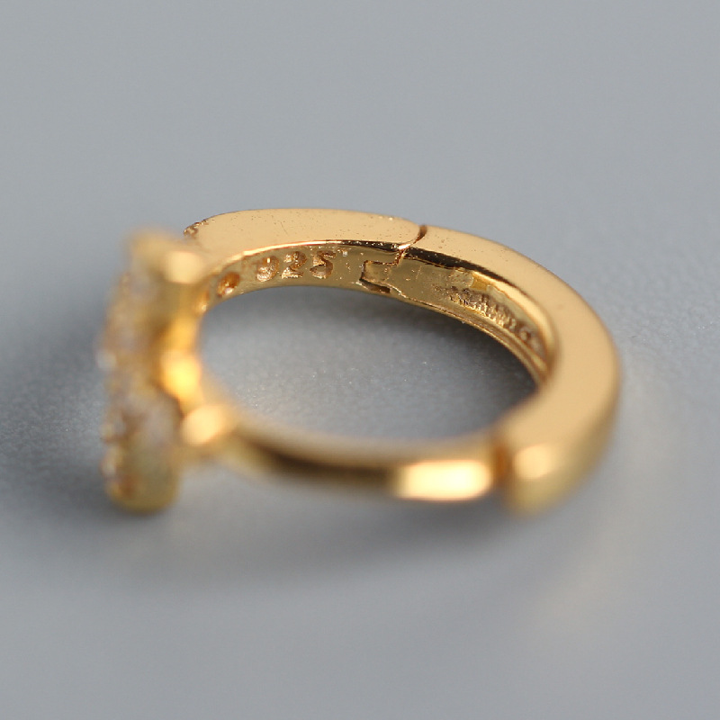 S925 Sterling Silver INS Minimalist Diamond Cross Ear Bone Ring  Bone Buckle  Studs