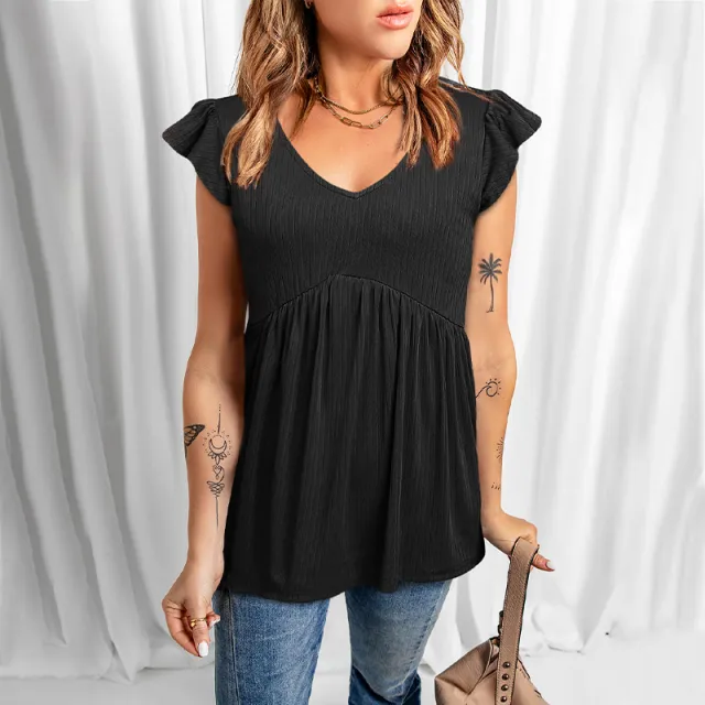 Solid Color Casual Versatile Pullover Bottoming Shirt Top Outer Wear Black - Shop at LoveMi
