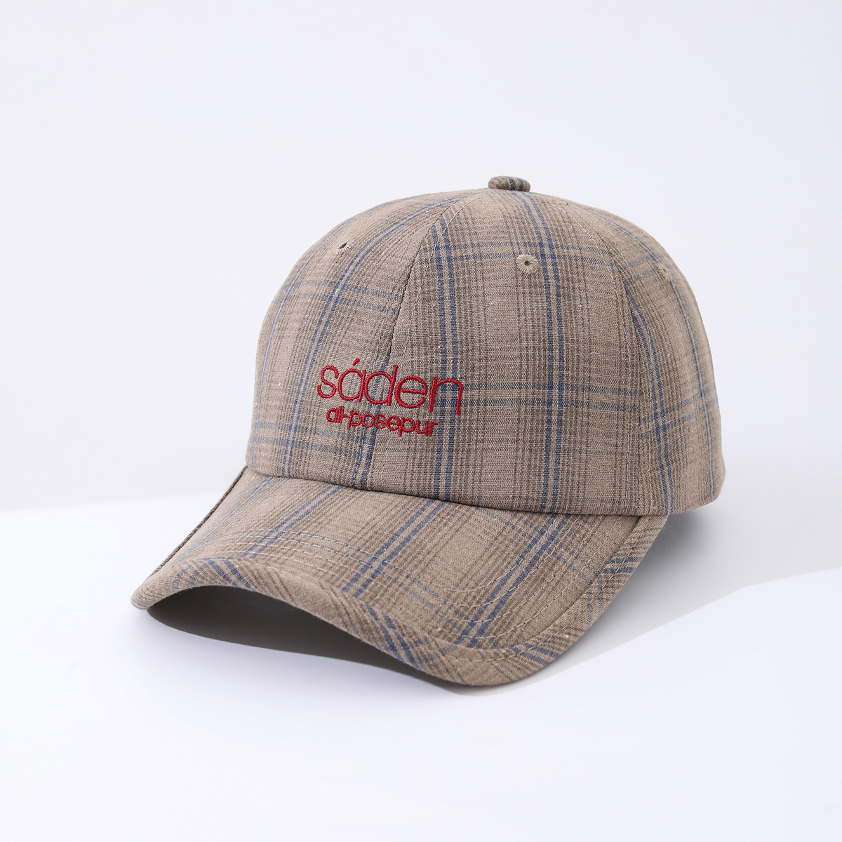 Women's striped checkered cap – side profile view all colors