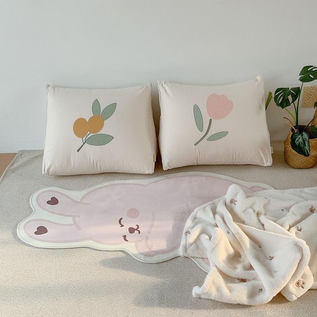 Plush Play Floor Mat Rabbit Printing Carpet Baby Crawling Mat Carpet