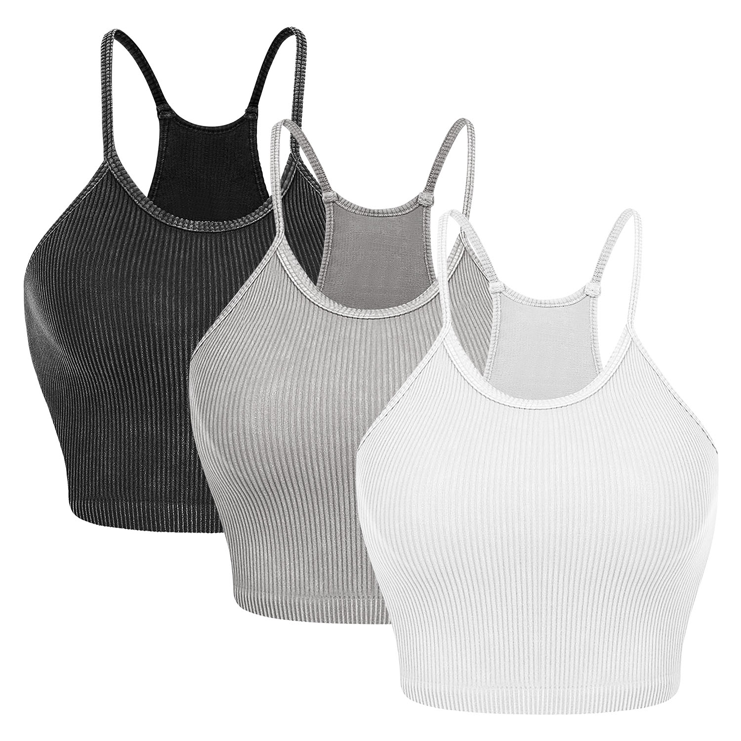 3 Pack Women Crop Basic Tank Top Ribbed Knit Sleeveless Round Neck 9 Color Machine Wash Summer Crop S To XL - Image 2