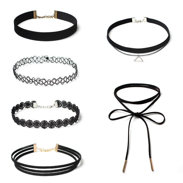 Black Velvet Choker Necklace For Women  Gothic Elegant DIY Lolita Collar Necklace Set