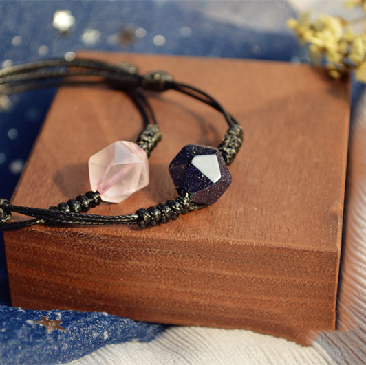 Fantasy Starry Sky Blue Sandstone Couple Girlfriends Bracelet