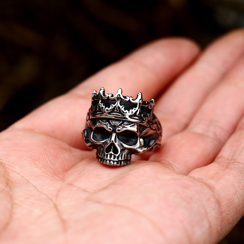 Punk Titanium Steel Skull Crown Ring