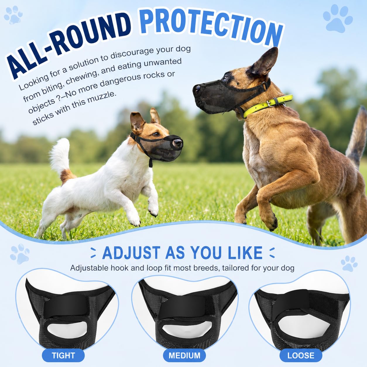 Dog Muzzle, Soft Air Mesh Muzzles For Large Sized Dogs, Breathable Dog Mussels For Scavenging Biting Licking & Barking, Adjustable Mouth Guard With Front Opening, Allows Panting And Drinking — foto 7