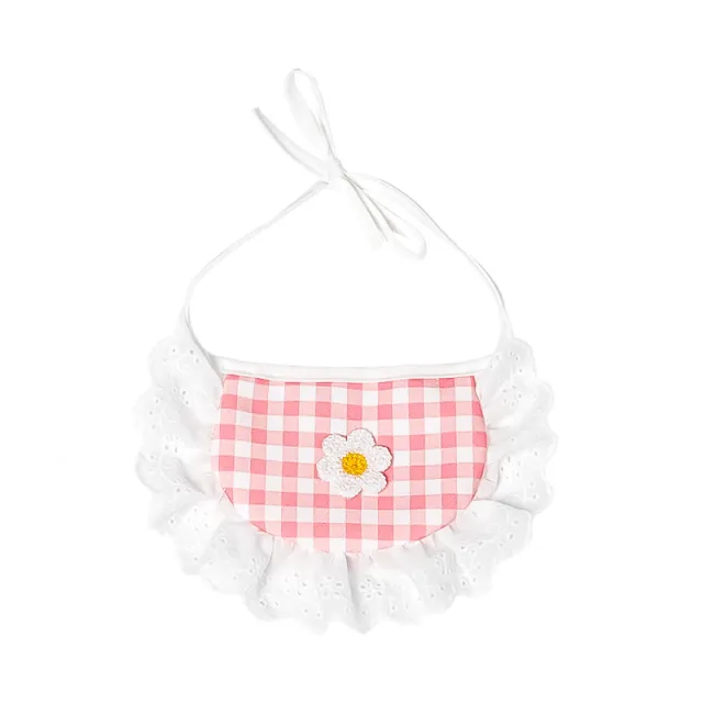 Summer Lace Faux Paw Corgi Teddy Sun Hat Red Checkered Bib - Shop at LoveMi