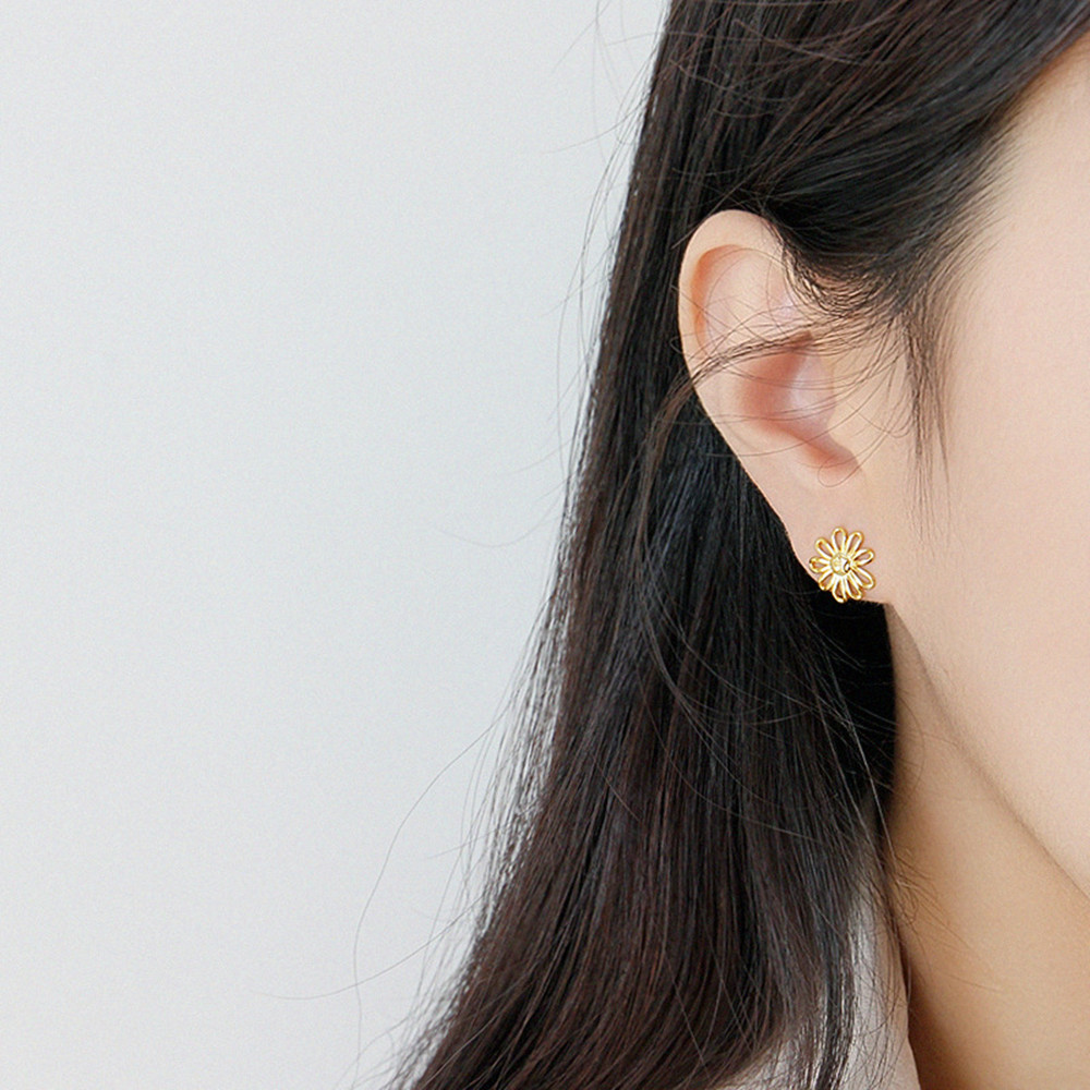 Sterling Silver Earrings Simple Sunflower Sunflower