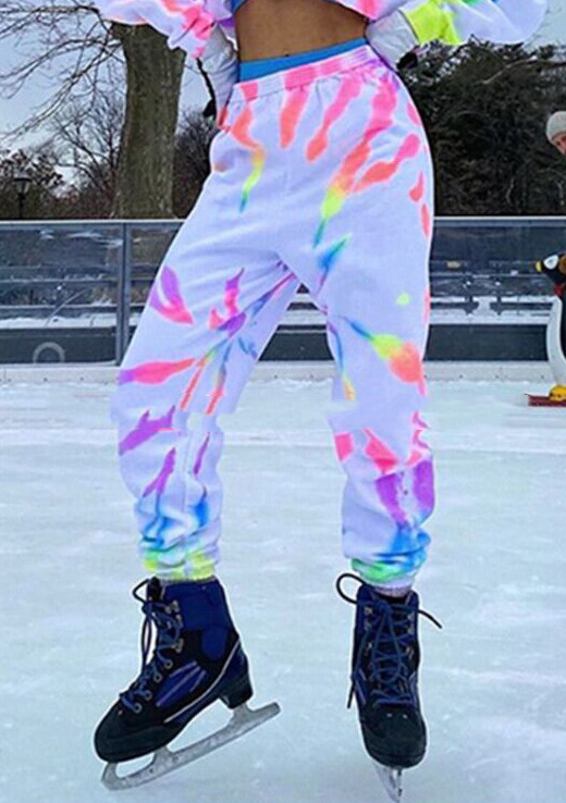 Women's New Elastic High Waist Thin Colorful Tie Dye Casual Pants